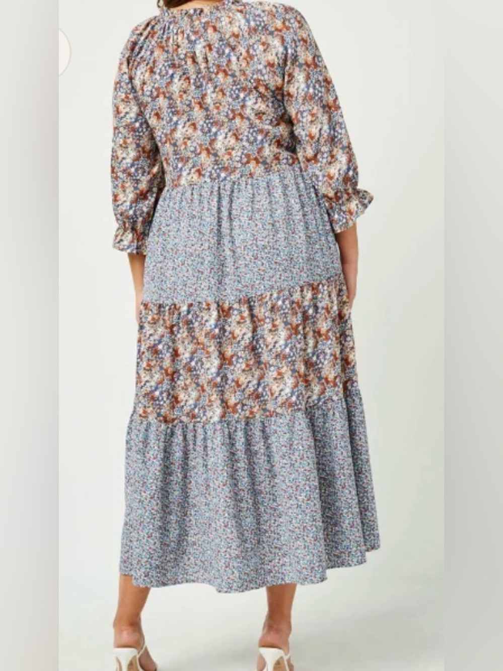 Hayden Patchwork Floral Tiered Maxi Dress Size Medium - Picture 2 of 8